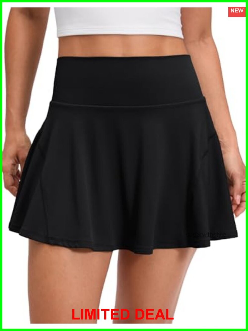 CRZ YOGA Softretch Flowy Pleated Tennis Skort with Built-in Shorts